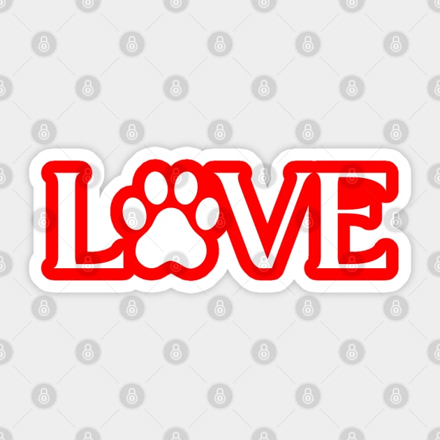 Love for Pets - Paw Print Heart Sticker by Creatifly Graphic Tees